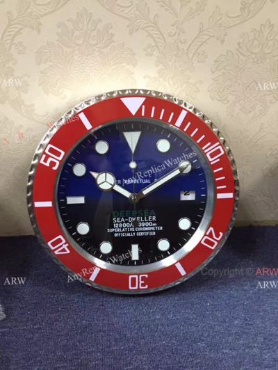 Replica Rolex DEEPSEA D-Blue Face Red Bezel Wall Clock for sale New Arrival